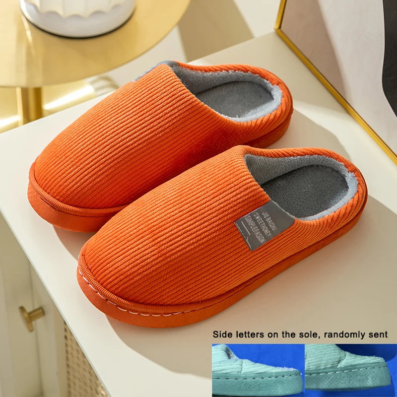 Thick Sole Home Indoor Outside Men And Women Couples Winter Household Warm Fluffy Slippers High Heels Plush Cotton Shoes Ladies Purest Peak