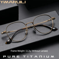 YIMARUILI Luxury Pure Titanium Men and Women Eyeglasses Frame Retro Round Big Wide-rimmed Optical Prescription Glasses CT-266 Econic Blanks