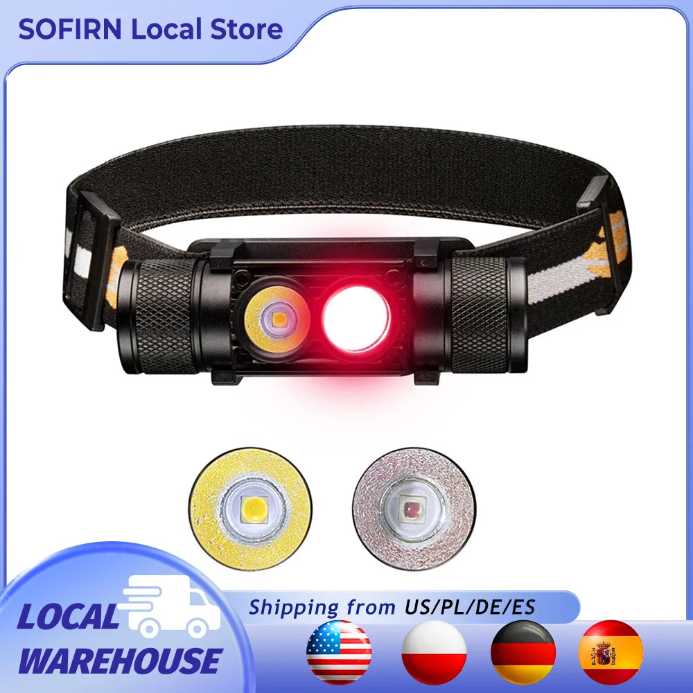 H25LR LED 90 High CRI Rechargeable Headlamp Powerful Lightweight Head Flashlight with Bright White Light  660nm Deep Red Torch