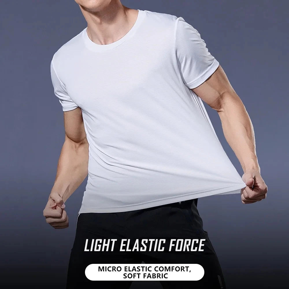 Men's Quick Dry Short Sleeve Gym Running Moisture Wicking Round Neck T-Shirt Training Exercise Gym Sport Shirt Tops Lightweight Econic Blanks