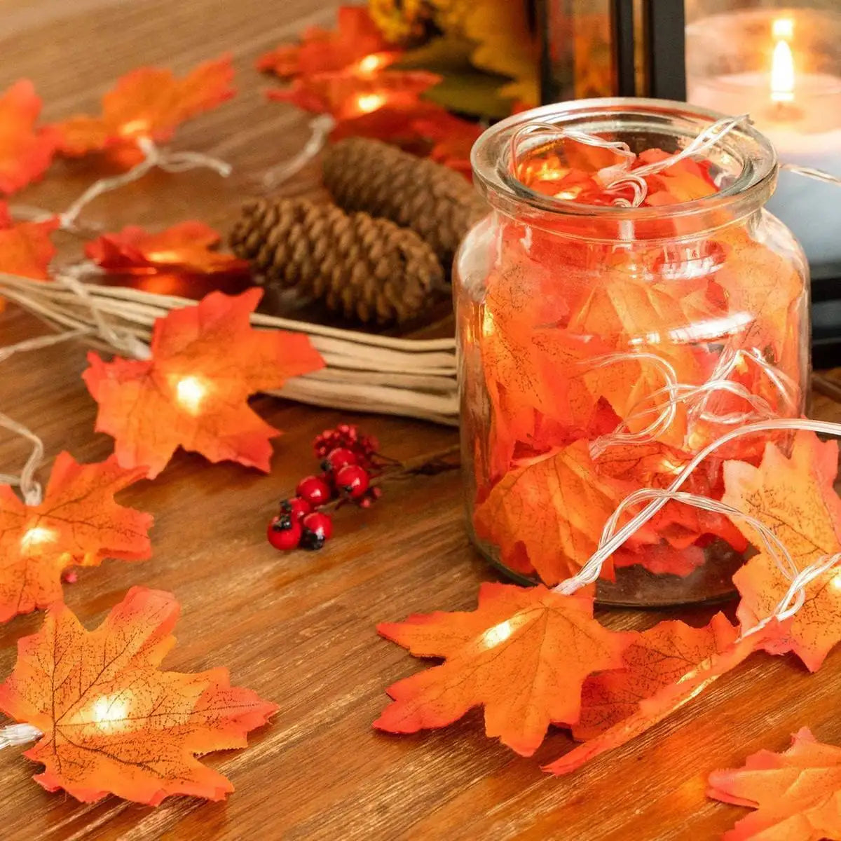 1pc 10/20 LED Maple Leaf String Lights Battery Powered Fairy Lights For Home Party Holiday Arrangement Scene Outdoor Decoration Econic Blanks