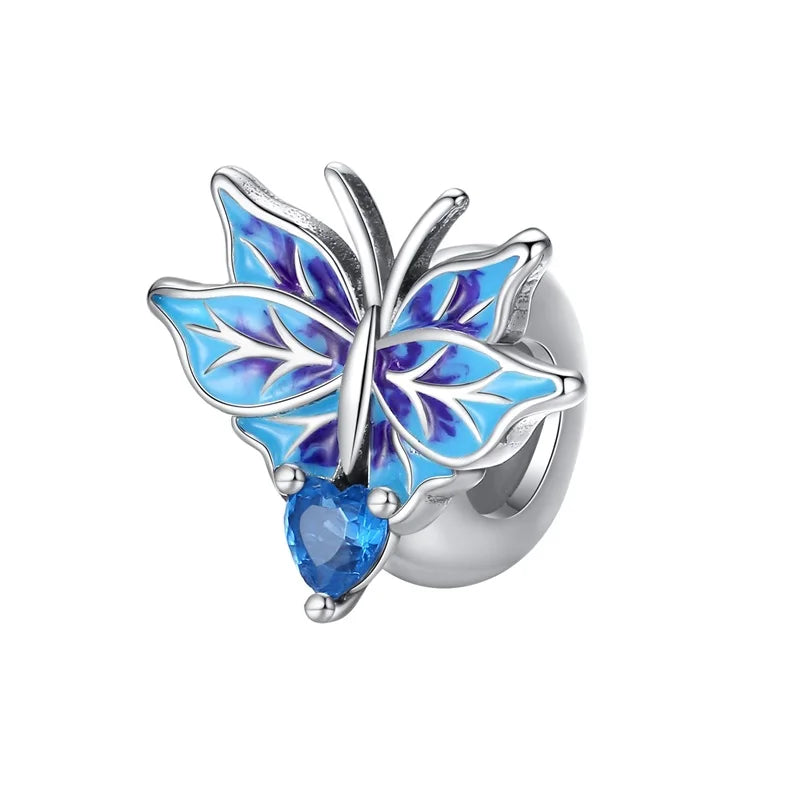 100% 925 Sterling Silver Rainbow Zircon Colorful Butterfly Dragon Shaped Silicone Stopper Charms Beads Fit DIY Bracelets Jewelry Econic Blanks