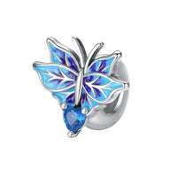 100% 925 Sterling Silver Rainbow Zircon Colorful Butterfly Dragon Shaped Silicone Stopper Charms Beads Fit DIY Bracelets Jewelry Econic Blanks
