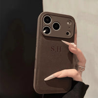 Custom Name Phone Case For iPhone 17 16 15 14 13 Pro Max Plus Air 3D Hot Stamping Faux Leather Cover Couple Gift Quick Pick Grocers