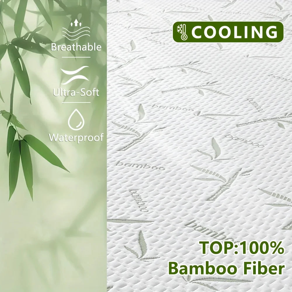 1p Cooling Bamboo Fiber Fitted Sheet, Breathable Mattress Protector Cover  with Deep Pocket for Summer Quick Pick Grocers