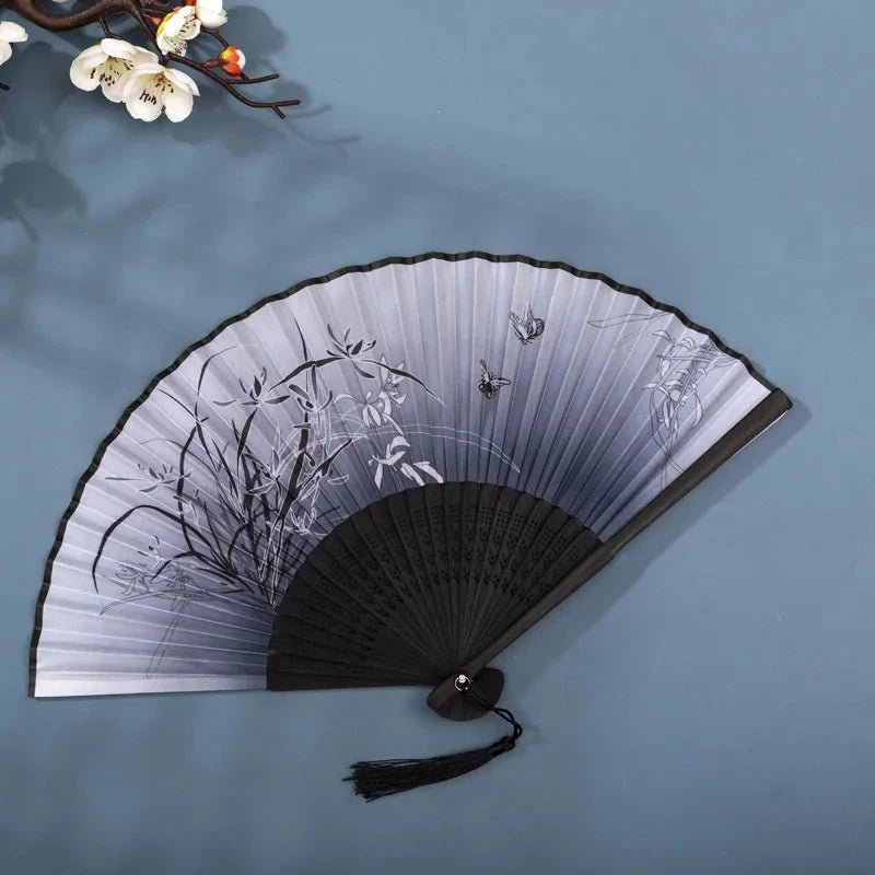 Hand Fan Foldable Silk Fan Noodles Bamboo Fan Bones Halloween Cosplay Prop Christmas Wedding Decoration Party Gifts Art Crafts Econic Blanks