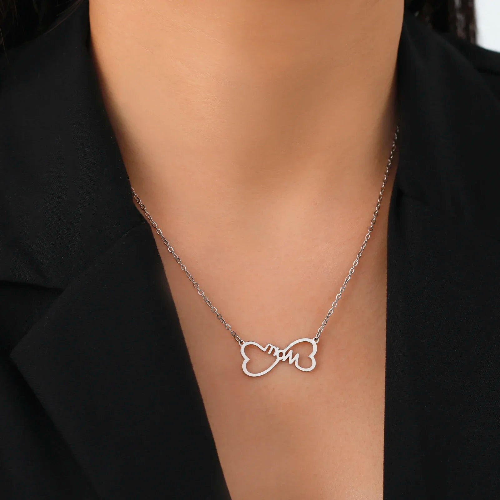 Skyrim Mama Letter Pendant Necklace for Women Stainless Steel Neck Chain Choker Trendy Family Jewelry Mother's Day Gift for Mom Quick Pick Grocers