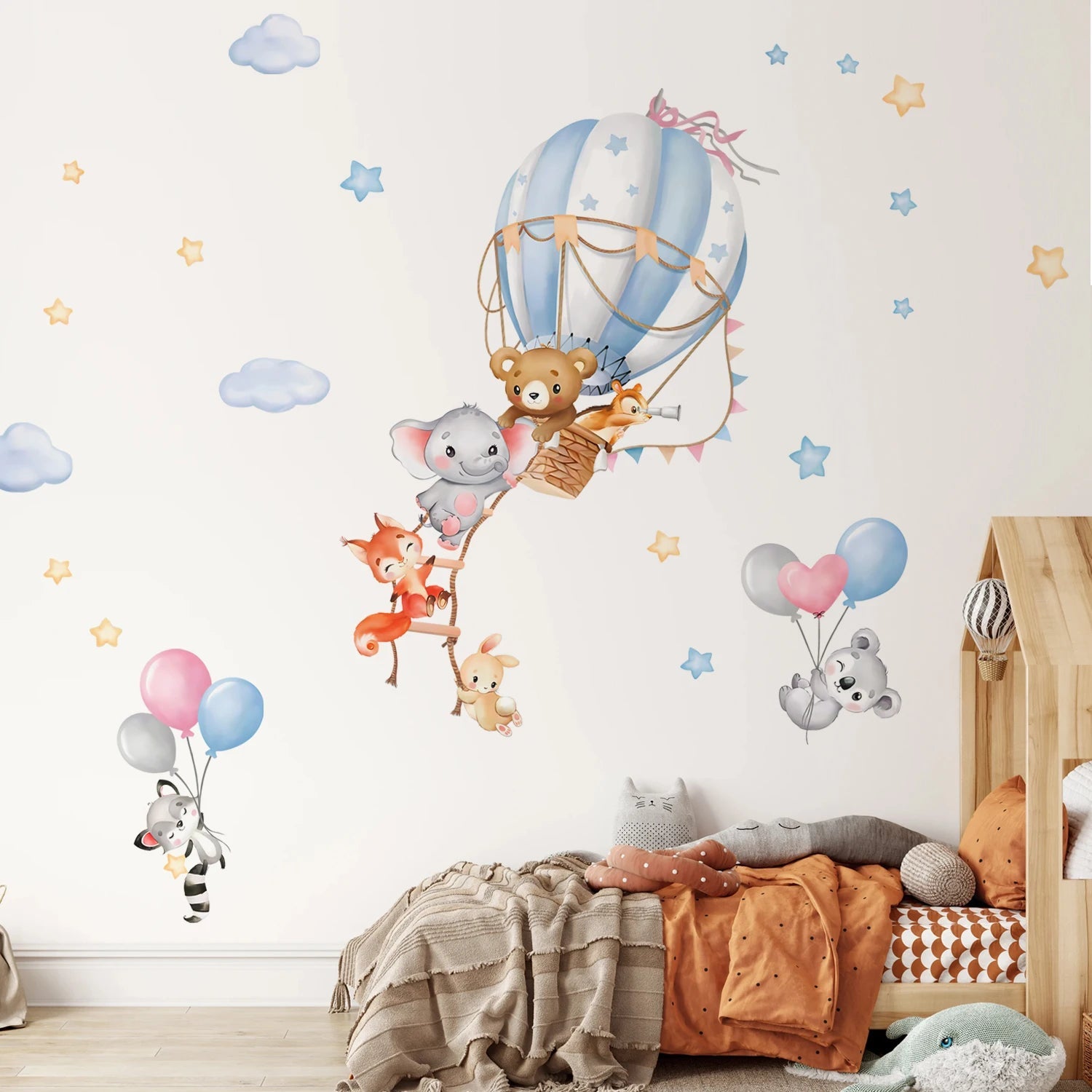 Pink Cartoon Bear Balloon Wall Stickers for Kids Room Decoration Baby Girls Baby Boys Room Wall Decals Kindergarten Nursery Room Quick Pick Grocers