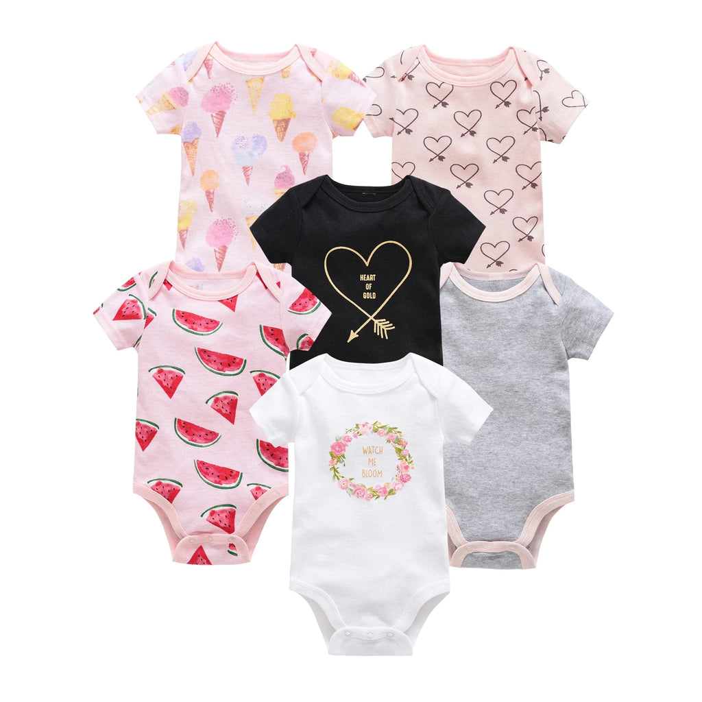 3/6 pcs a lot Baby Girls Clothes  pour nouveaux Cotton Short Sleeve Girl Bodysuit 0-12 Months Newborn Boys Clothing Toddler Econic Blanks