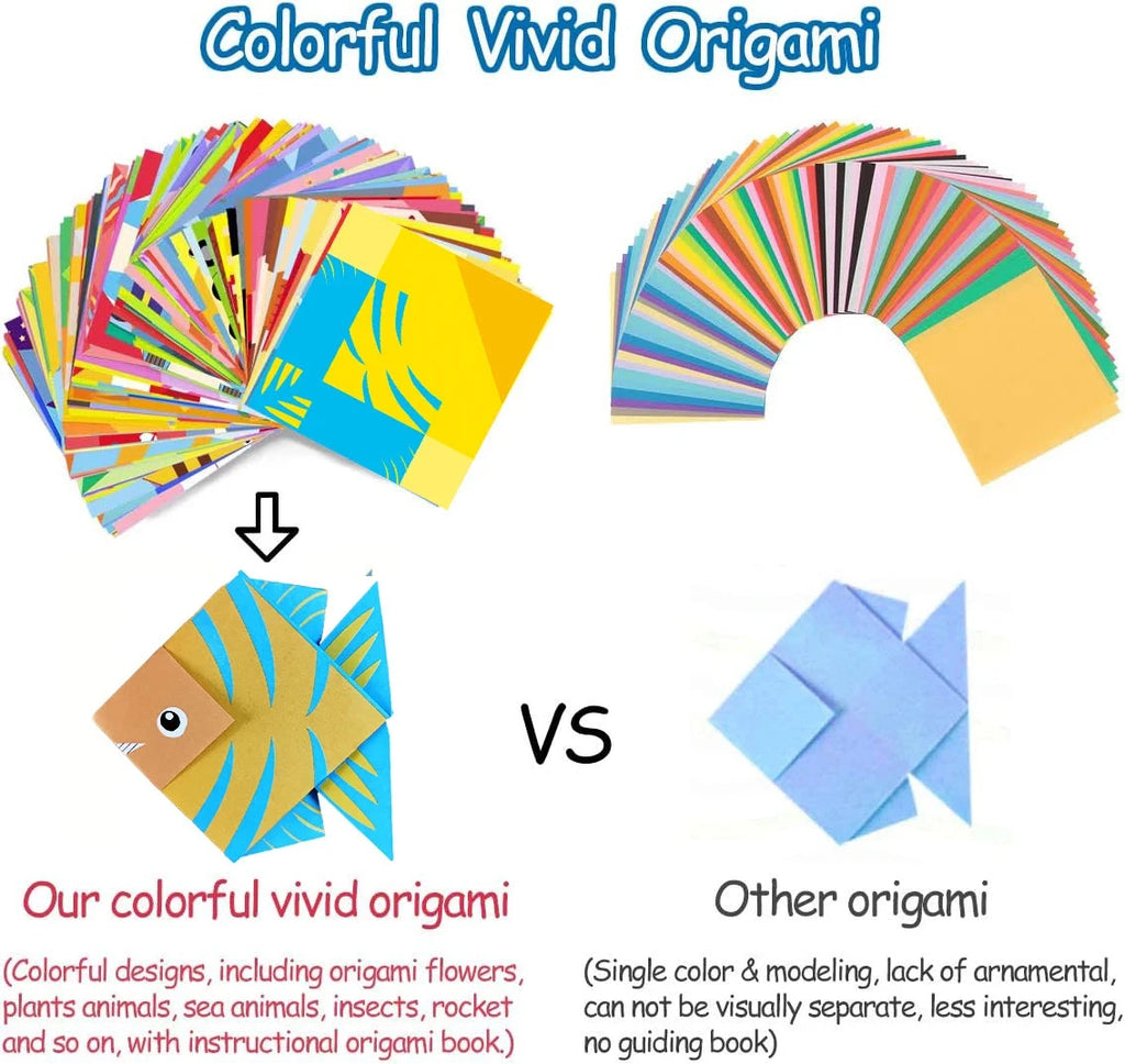Origami Kit 30/96 Sheets Origami Paper Craft Guiding Book DIY Art Craft Projects Supplies for Beginners Children Kids Boys Girls Econic Blanks