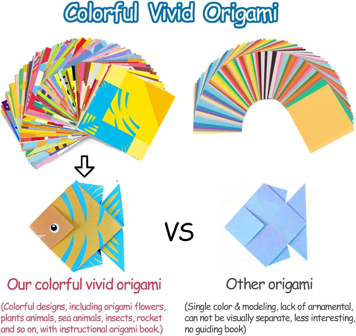 Origami Kit 30/96 Sheets Origami Paper Craft Guiding Book DIY Art Craft Projects Supplies for Beginners Children Kids Boys Girls Econic Blanks