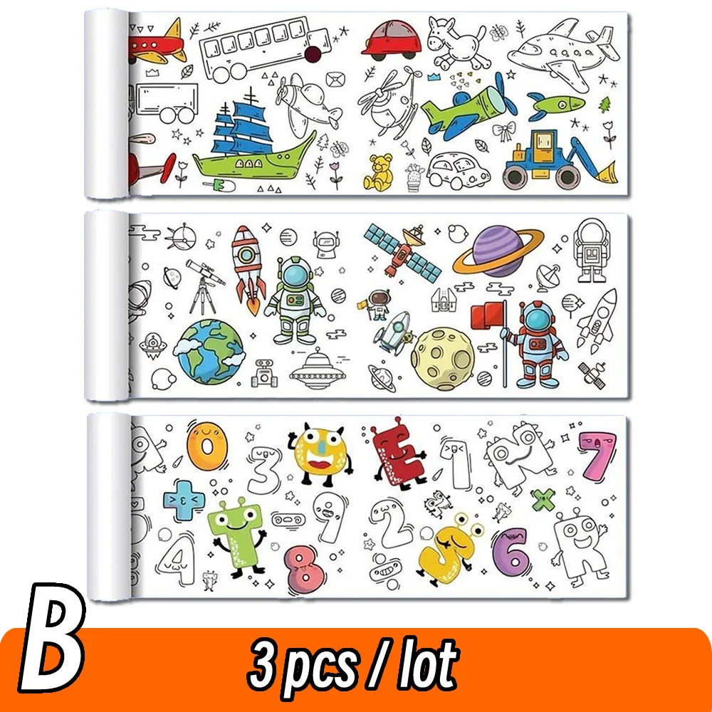 90cm Animal Canvas Children's Drawing Roll DIY Coloring Paper Roll Color Filling Graffiti Paper-cut Painting Educational School Quick Pick Grocers