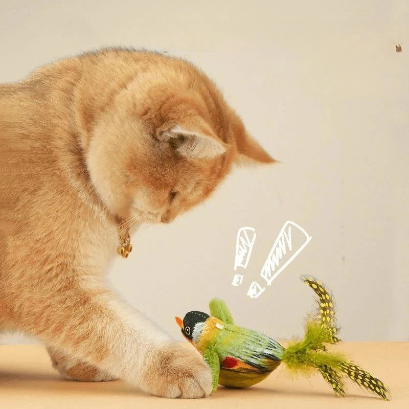 Indoor Interactive Birds Toy for Cat Chasing Teasing Toy Sounding Catnip Cat Teaser Toy Self-hilarity Wall Hanging Birds Cat Toy Econic Blanks