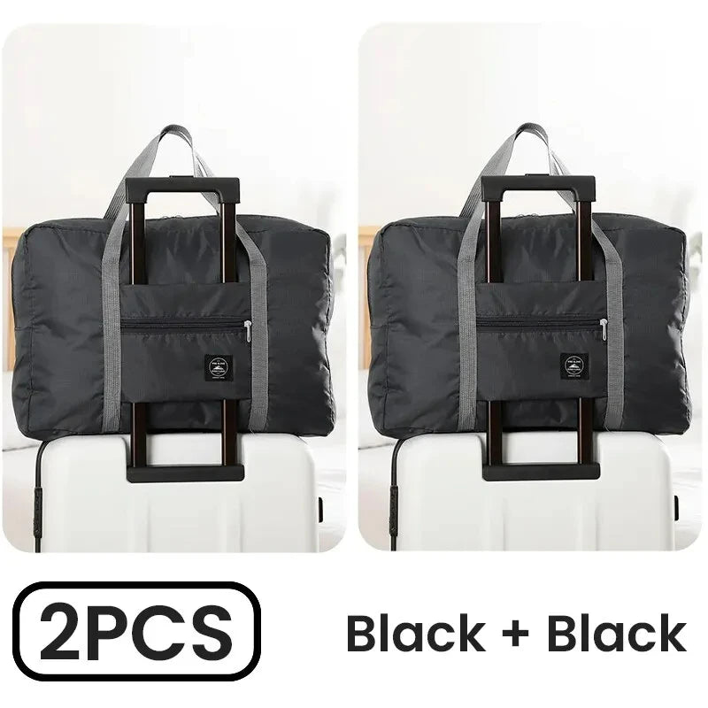 2 Pack Foldable Travel Duffel Bag for Airlines Carry on Bag Weekender Overnight Hospital Tote Bag Gym Duffel Bag Women Men Quick Pick Grocers