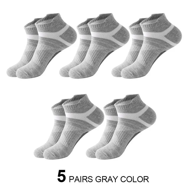 5 Pairs High Quality Socks Men Summer Outdoor Casual Cotton Socks Short Breathable Black Ankle Socks Run Sports Socks Size 38-45 Quick Pick Grocers