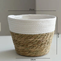Straw Weaving Flower Plant Pot Basket Grass Planter Basket Indoor Outdoor Flower Pot Cover Plant Containers for Plantable Plants Quick Pick Grocers