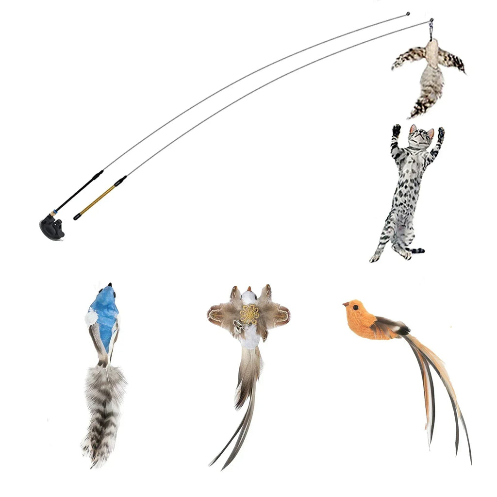 Simulation Bird Cat Toys Funny Interactive Peacock with Bell Cat Stick Toy for Kitten Playing Teaser Wand Toys Pet Cats Supplies Quick Pick Grocers