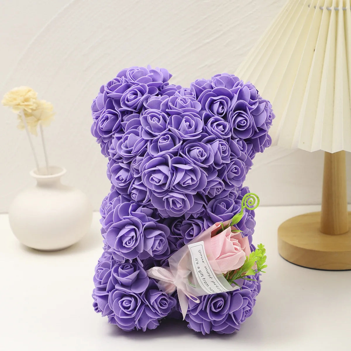 Foam rose teddy bear carry bouquet. Ideal for weddings, Mother's Day, thank you to nurses/teachers or other celebrations! Quick Pick Grocers
