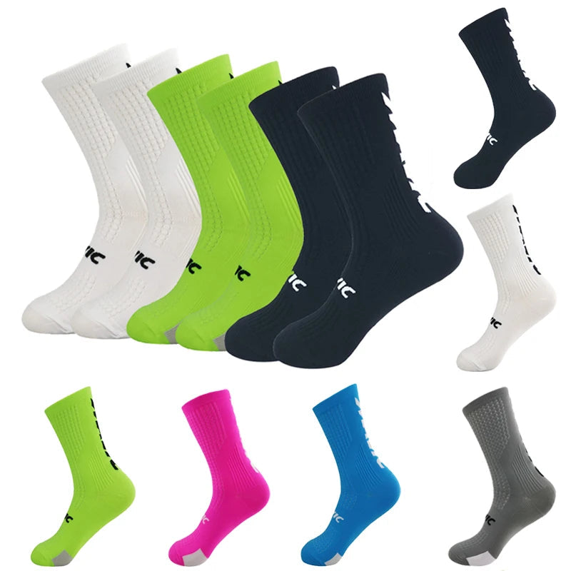 5 Pairs Cycling Socks Men Bicycle Sport Running Bike Socks Mid Tube Compression Outdoor Racing MTB Road Bike Socks Breathable Quick Pick Grocers
