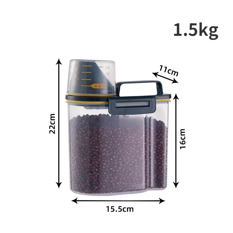 1.5kg/2kg Dog Cat Food Pail Plastic Storage Tank with Measuring Cup Container Moisture-proof Sealed Jar Pet Supplies Accessories Econic Blanks