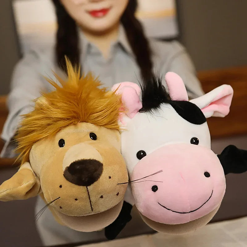 Stuffed Plush Animals Toys Hand Finger Story Puppet Kawaii Dolls Educational Baby Toys Lion Elephant Bunny Monkey Children GIft Purest Peak
