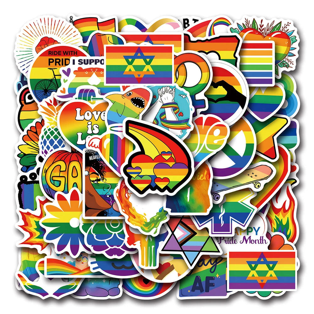 10/30/50/110pcs LGBT Gay Pride Stickers Colorful Rainbow Graffiti for Laptop Phone Case Skateboard Water Bottle Cartoon Sticker Quick Pick Grocers