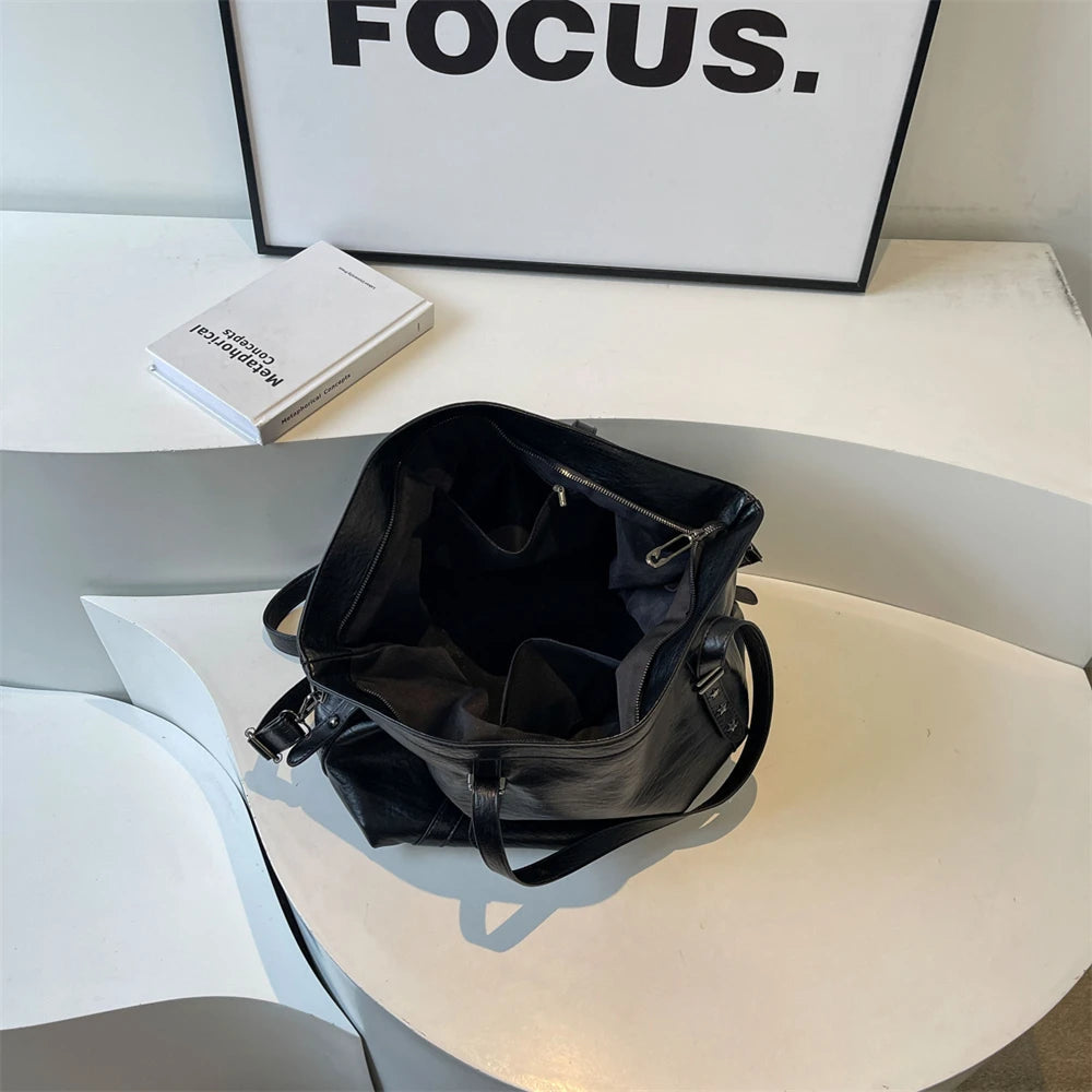 MOODS Large Sized Tote Bags For Women Soft PU Leather Pure Color Large Capacity Shopper Shoulder Crossbody Bag Quality Handbags Quick Pick Grocers