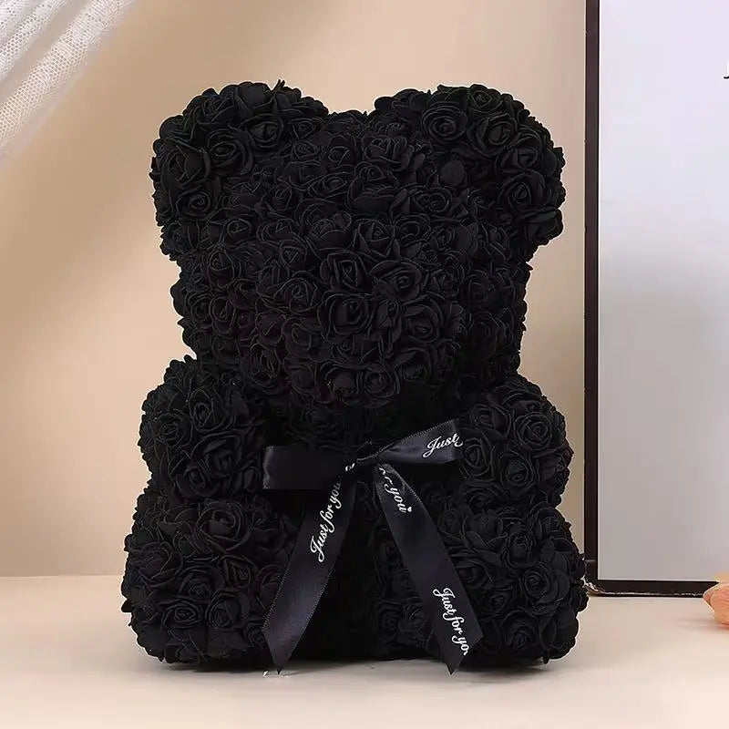 25cm Artificial Teddy Rose Flower Bear with Box Romantic Valentines Day Gift Girlfriend Women Anniversary Wedding Party Supplies Quick Pick Grocers