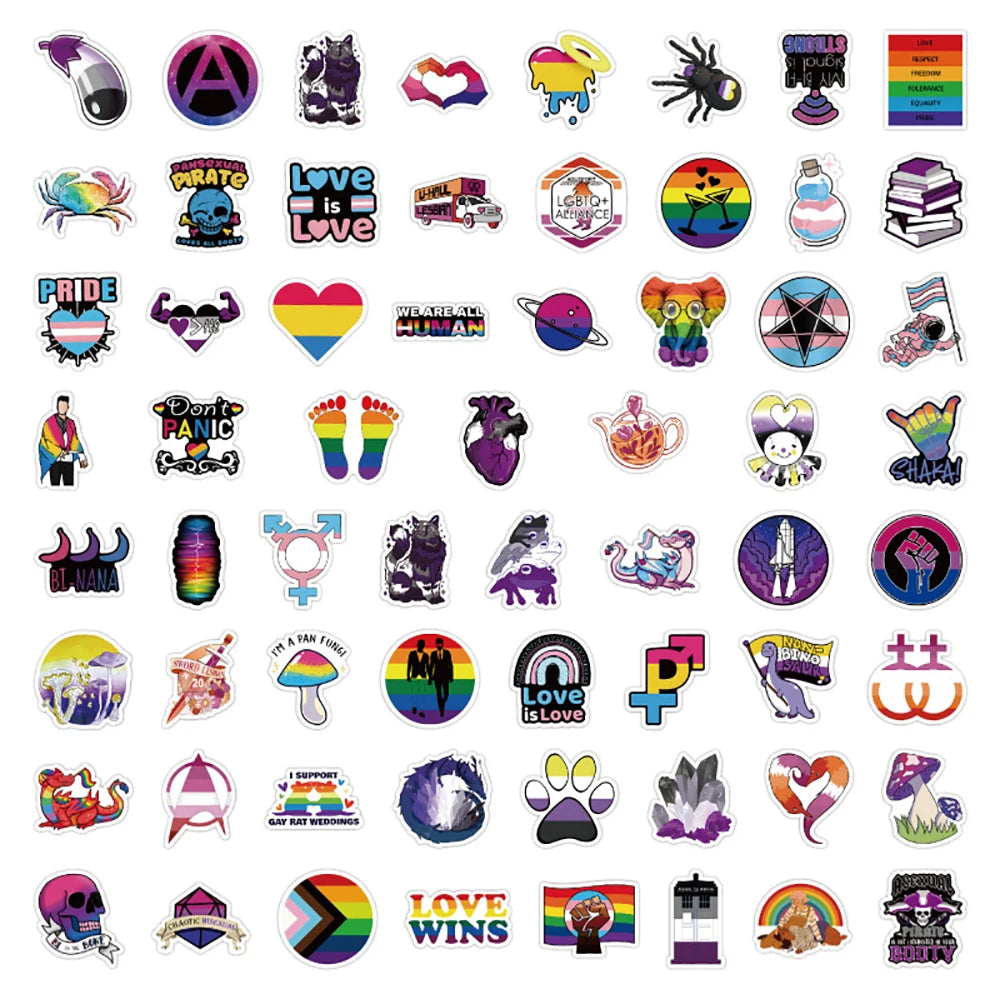 10/30/50/126PCS Nonbinary Pansexual Transgender Bisexual Asexual Pride LGBT Stickers DIY Bike Skateboard Fridge Funny Sticker Quick Pick Grocers