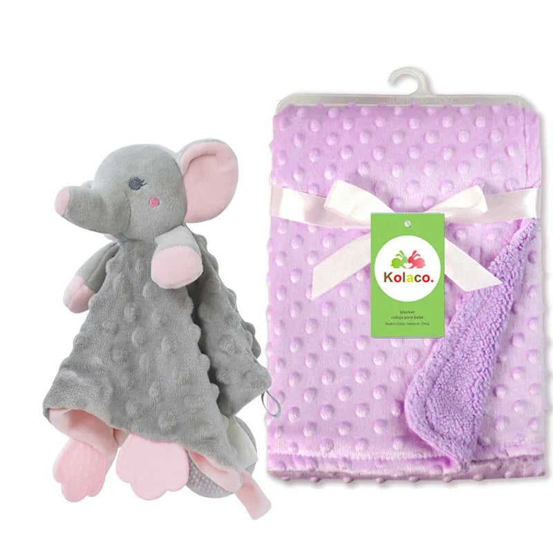 Personalized Newborn Baby Blanket with Name Custom Stroller Sleeping Dolls Animal Security Towel Gift Set for Baby Shower Gifts Purest Peak