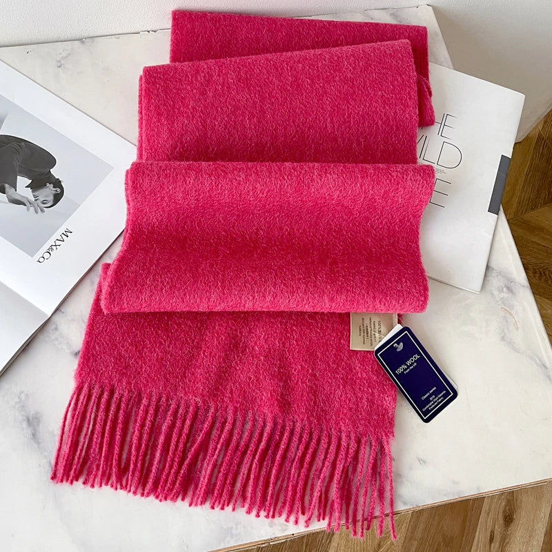 Winter Narrow Scarf 28 Color 100% Wool Scarf Hot Selling Solid Color Scarf Men's and Women's Universal Warm and Cold proof Scarf Quick Pick Grocers