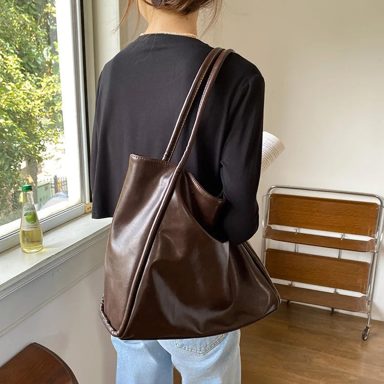 Portable Texture Tote Bag for Women, Shoulder Underarm Bag, Commuting Bag, Large Capacity, Niche Design, Autumn Winter Handbags Quick Pick Grocers