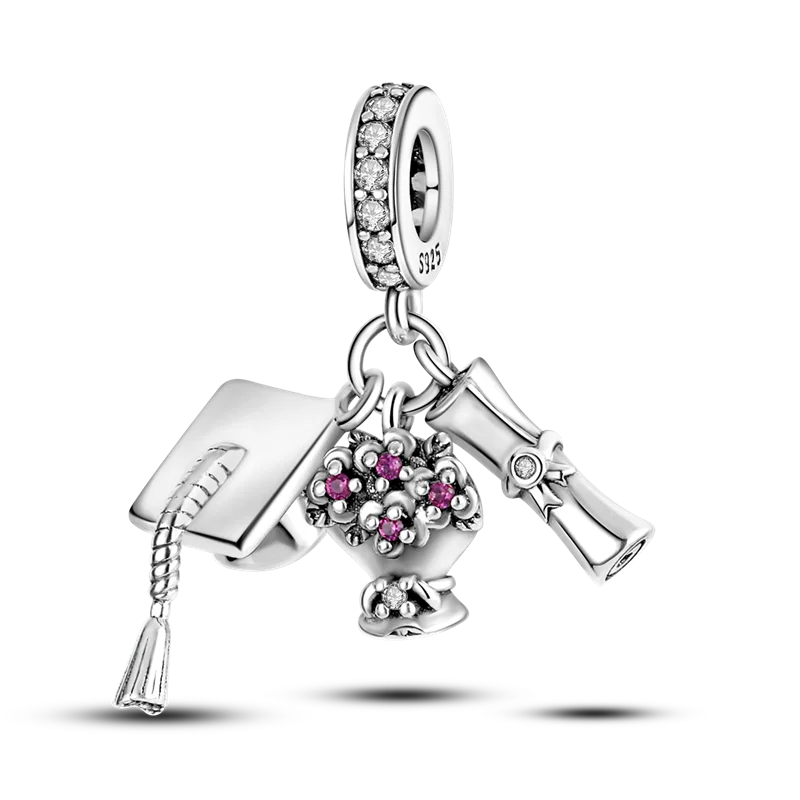 2025 Hot Sale Charms Bead 925 Sterling Silver Pink Butterfly Luminous Firefly Dangle Fit Bangle Bracelet Necklace DIY Jewelry Econic Blanks
