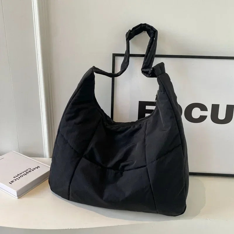 Trendy Women's Soft Cloth Shoulder Bag Solid Color Student 2026 Spring Y2k Casual Style Big Handbags Crossbody Bags for Women Quick Pick Grocers