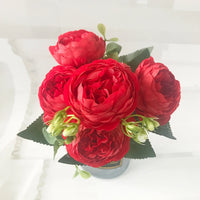 30cm Rose Pink Silk Peony Artificial Flowers Bouquet 5 Big Head and 4 Bud Cheap Fake Flowers for Home Wedding Decoration indoor Quick Pick Grocers