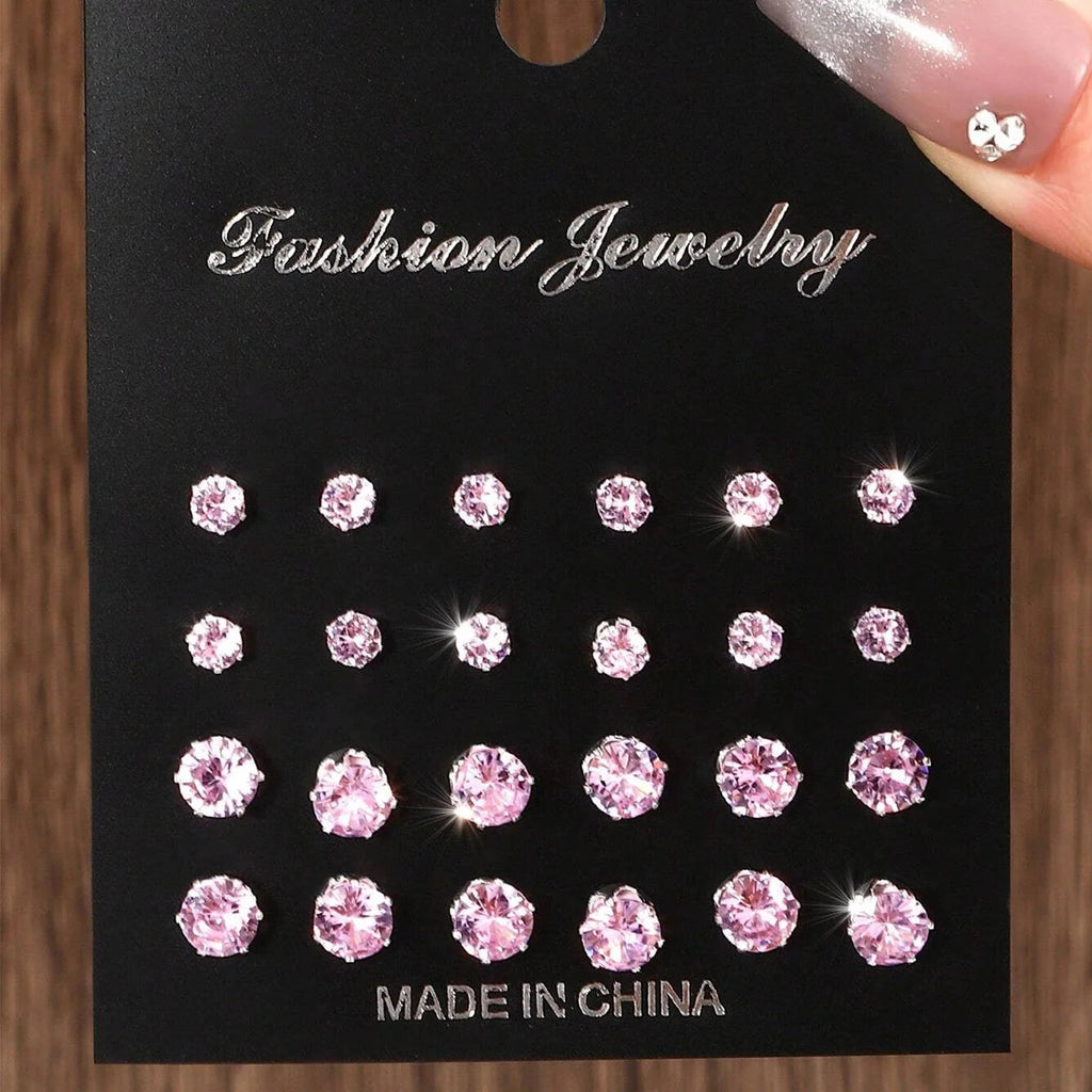 12 Pairs Of Luxurious, Simple, Shiny, And Caring Zirconia Decorative Earrings Are Suitable For Gifts To Parties,And Couples Quick Pick Grocers