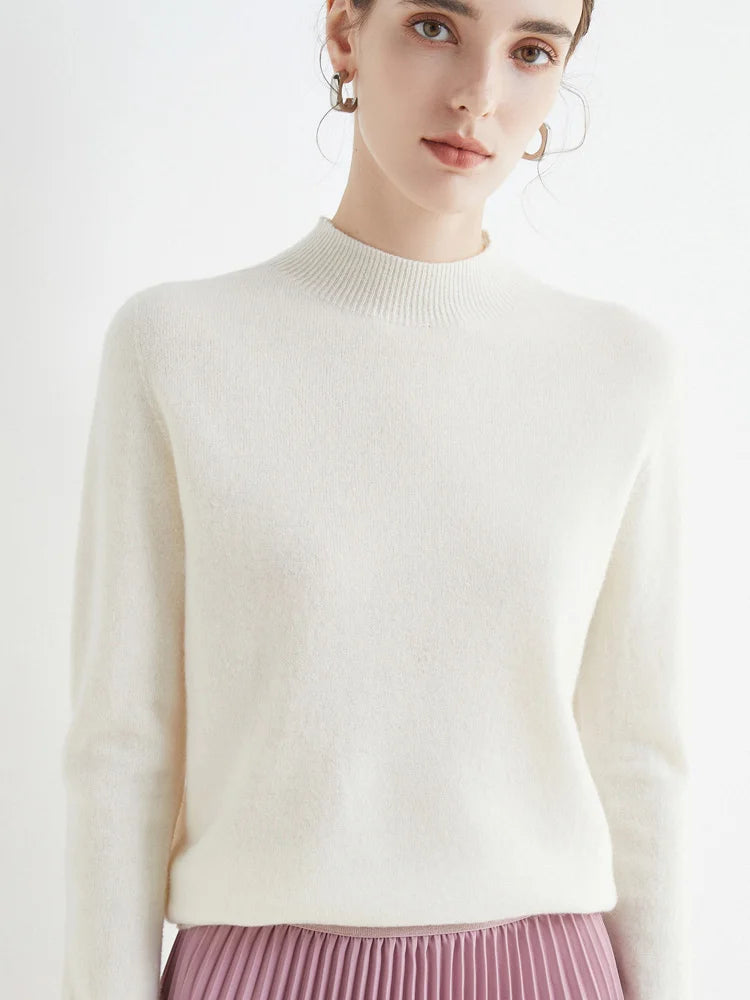 AOSSVIAO 2026 Autumn Winter Solid Mock-neck Pullover Sweater For Women Casual Knitwear Female Clothing Basic Soft Tops Quick Pick Grocers