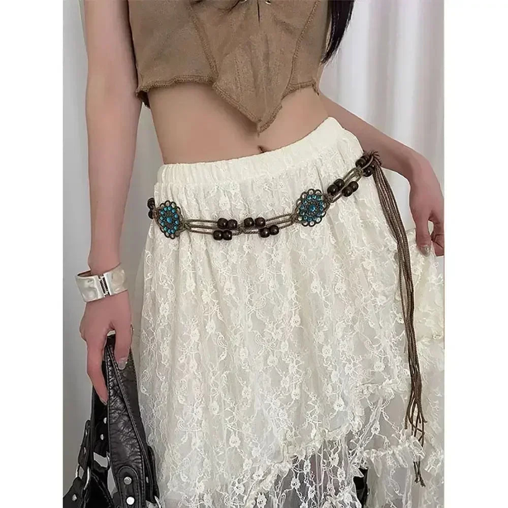 New Butterfly Tassel Waist Chain Y2K Trendy Bohemian Belt Summer Beach Accessories Vintage Flower Bohemian Belt Quick Pick Grocers