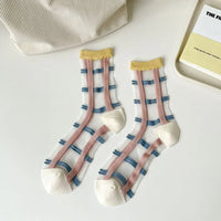 Fashion Socks For Women Summer Breathable Trendy Casual Socks Cute Fashion Korean Style Transparent Lace Sweet Socks Quick Pick Grocers