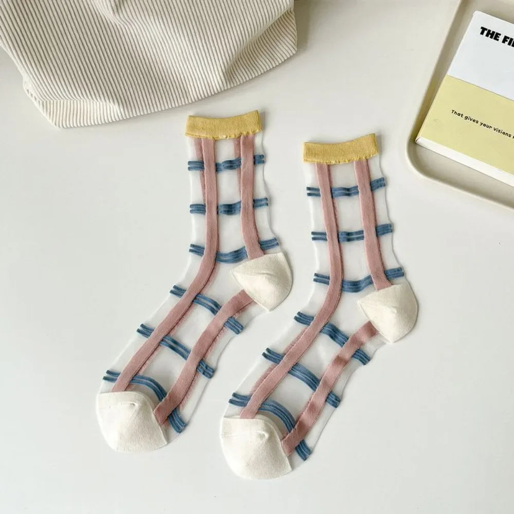 Fashion Socks For Women Summer Breathable Trendy Casual Socks Cute Fashion Korean Style Transparent Lace Sweet Socks Quick Pick Grocers