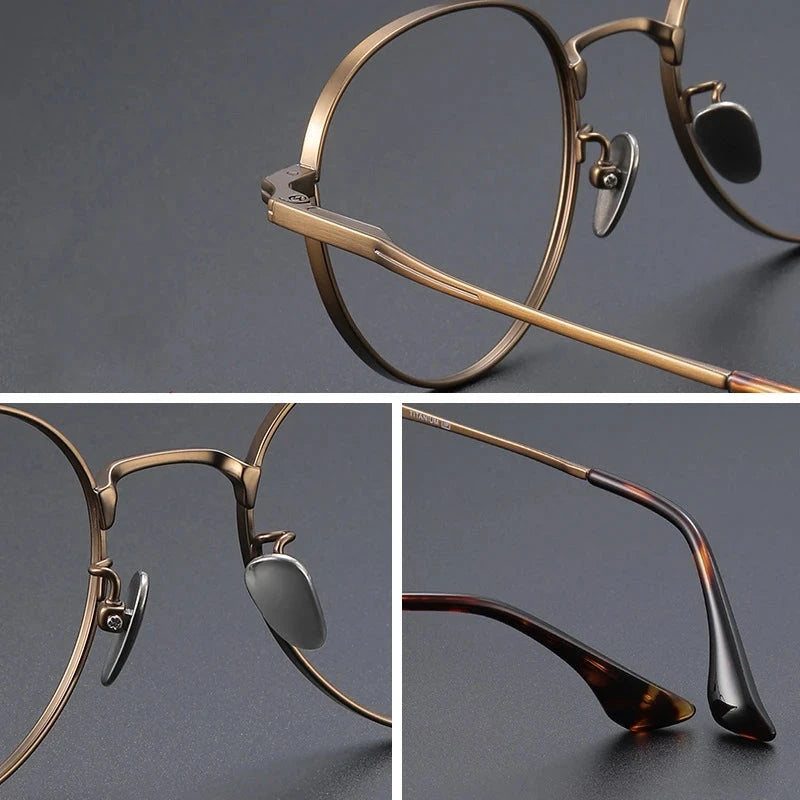 YIMARUILI Luxury Pure Titanium Men and Women Eyeglasses Frame Retro Round Big Wide-rimmed Optical Prescription Glasses CT-266 Econic Blanks
