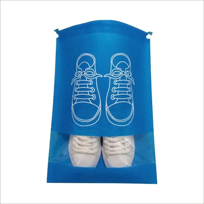 5pcs/set Shoe Storage Bag With Thickened Non-woven Fabric Strap Mouth Large Capacity Travel Waterproof Shoe Bag Moistureproof Econic Blanks