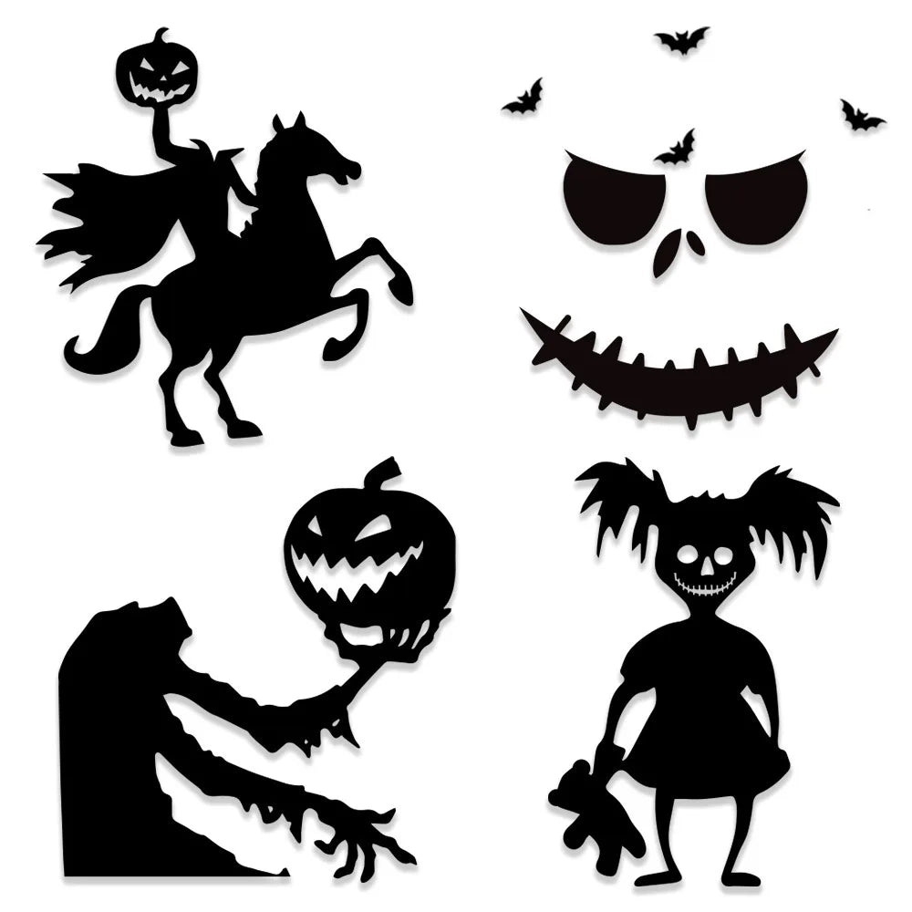 Halloween decoration room door stickers window decor skeleton hand pumpkin DIY devil witch hat glass window stickers ghost Econic Blanks