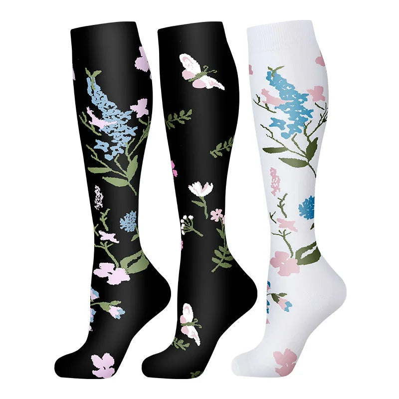 58 Styles 3 Pairs/Pack Compression Socks Knee High 30MmHg  Women Men Sports Socks Edema Diabetes Varicose Veins Running Socks Quick Pick Grocers