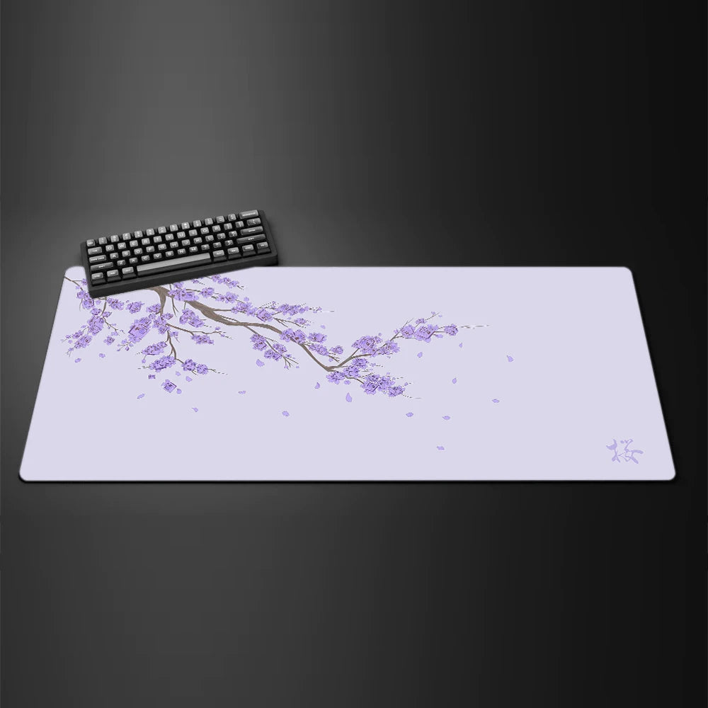Black Sakura Gaming Mouse Pad Kawaii Purple Desk Mat Large Office Carpet Accessories Cherry Blossom Mousepad Gamer Computer Mats Quick Pick Grocers