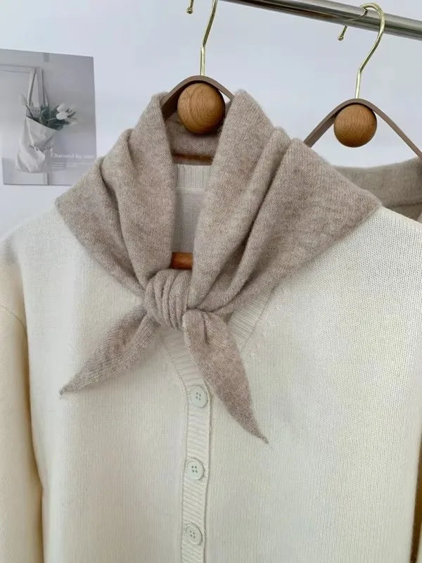 New Women Wool Scarf Shawl Winter Warm Soft Knitted Striped Triangle Fashion Brand Bandana Lady Wool Scarves Quick Pick Grocers