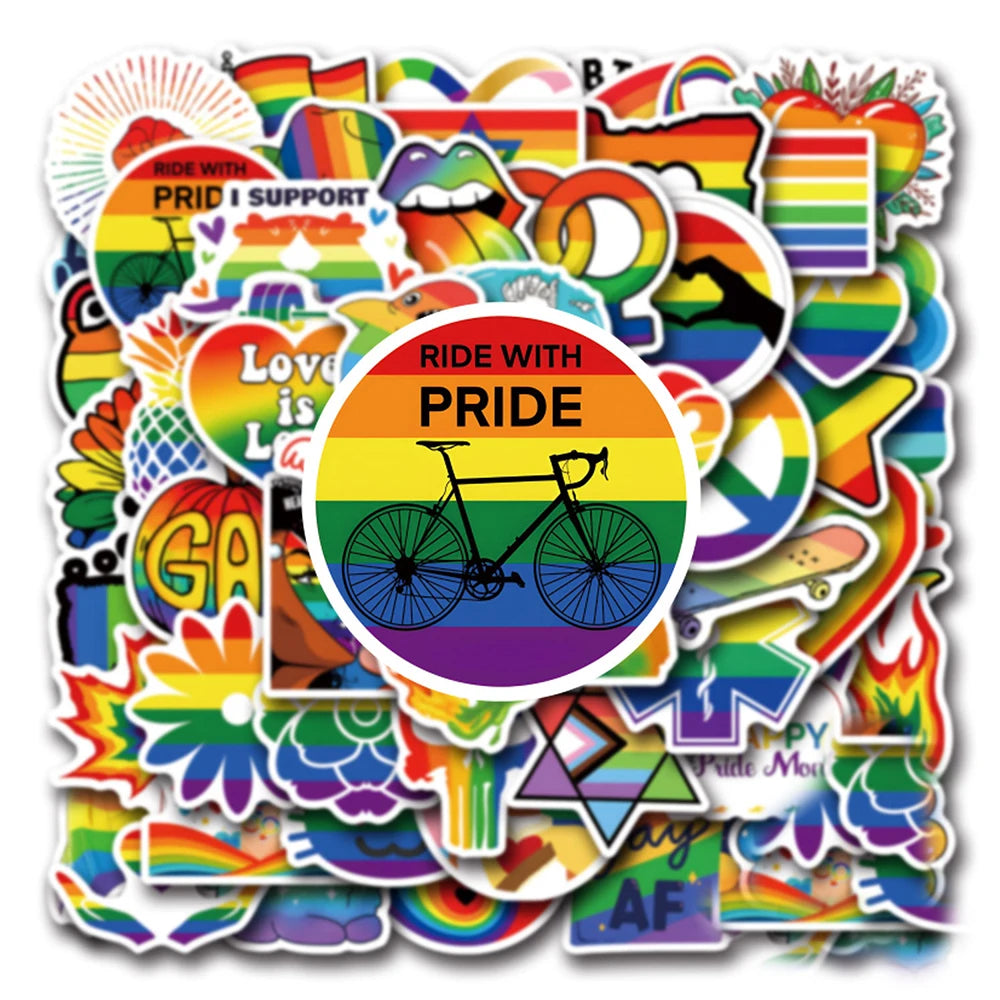 10/30/50/110pcs LGBT Gay Pride Stickers Colorful Rainbow Graffiti for Laptop Phone Case Skateboard Water Bottle Cartoon Sticker Quick Pick Grocers