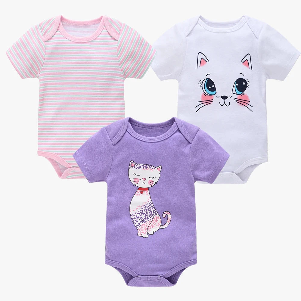 3/6 pcs a lot Baby Girls Clothes  pour nouveaux Cotton Short Sleeve Girl Bodysuit 0-12 Months Newborn Boys Clothing Toddler Econic Blanks
