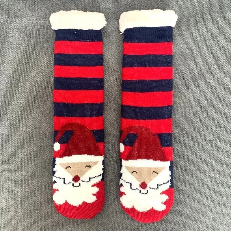 Christmas Gift Slipper Socks Women Thermal Winter Warm Plush Non slip Grip Sleeping Floor Short Sock Fuzzy Fluffy Female Cartoon Quick Pick Grocers