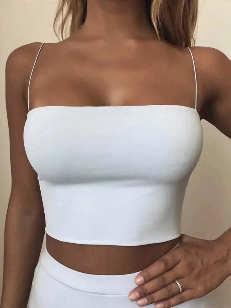2022 Summer Women's Crop Top Sexy Elastic Cotton Camis sleeveless Short Tank Top Bar Quick Pick Grocers
